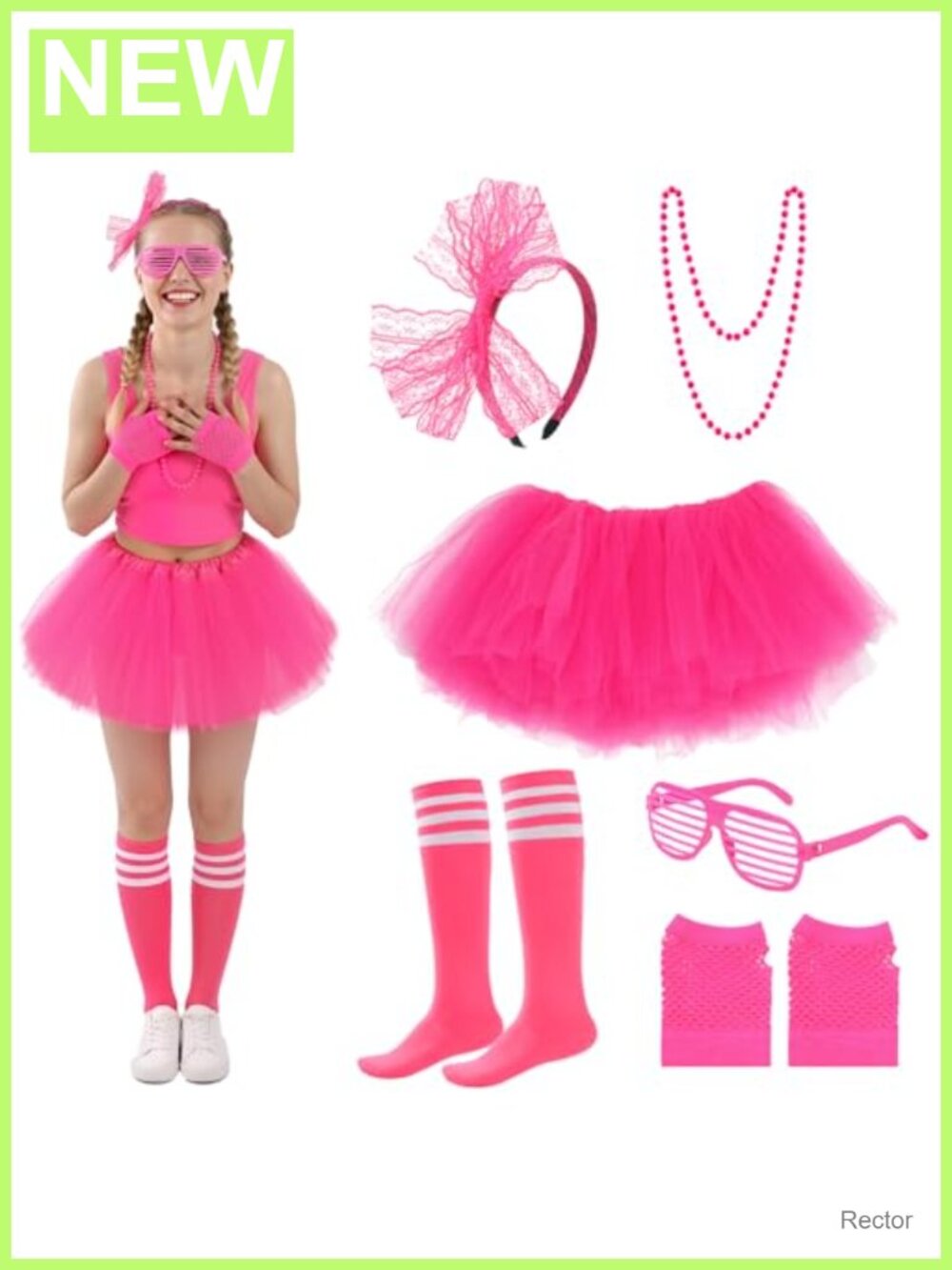 6pc Tutu Skirt Accessories Set Women Tulle Costume Party Dress Up